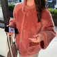 Women's Loose Faux Fur Coat, Lambswool High Collar Jacket