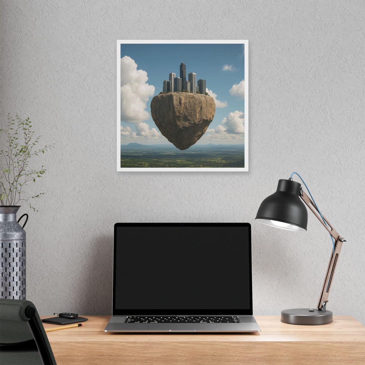 Levitated Mass Suspended Above a Beautiful Landscape II 'Designed by AI' Canvas Art Print