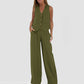 Women's Summer Waistcoat Suit, V-Neck Sleeveless Top and Loose Straight Trousers, Multi Colours