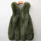 Women's Exaggerated Shoulder Faux Fox Fur Gilet