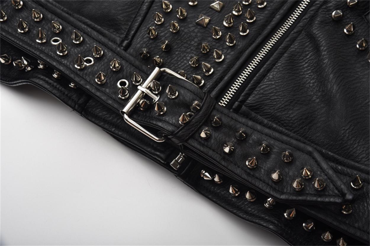 Black Leather Studded Stylish Heavy Punk Jacket