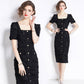 French Hepburn-Style Vintage Tassel Black Dress