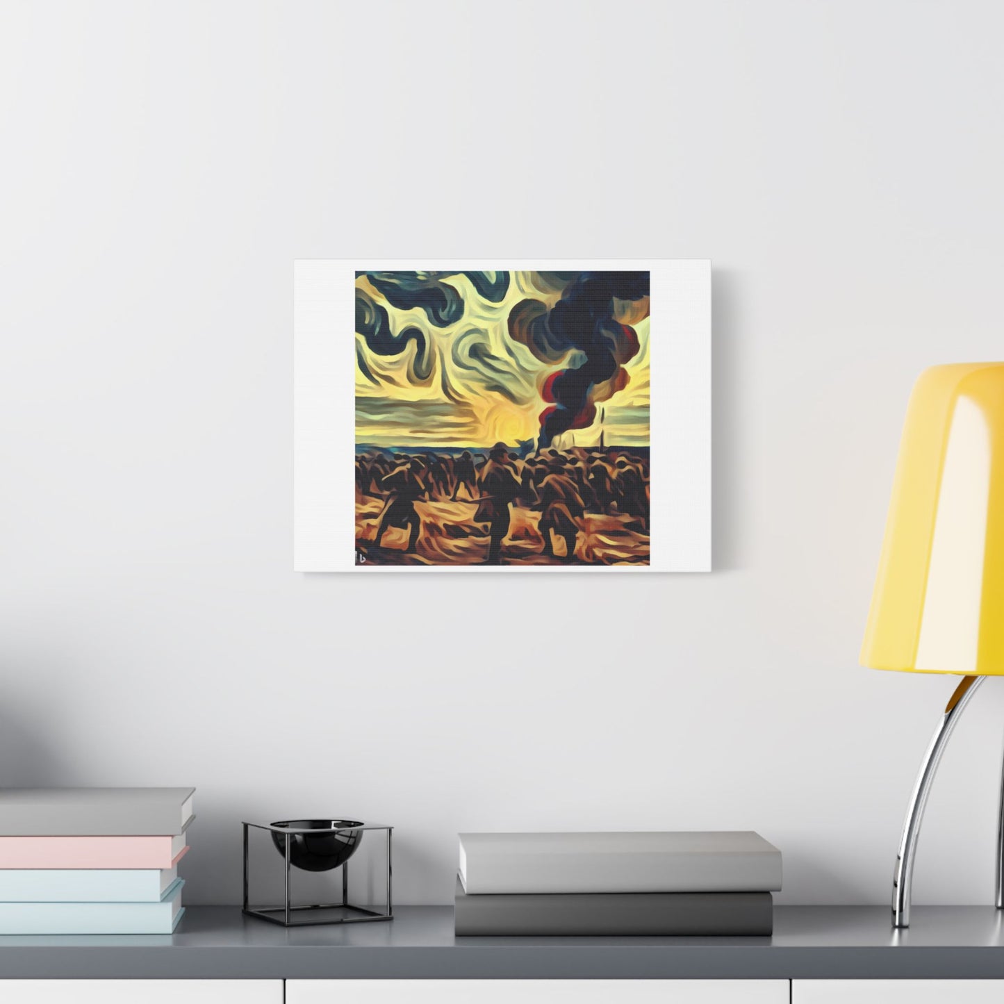 War in the Style of Edvard Munch 'Designed by AI' Art Print on Canvas