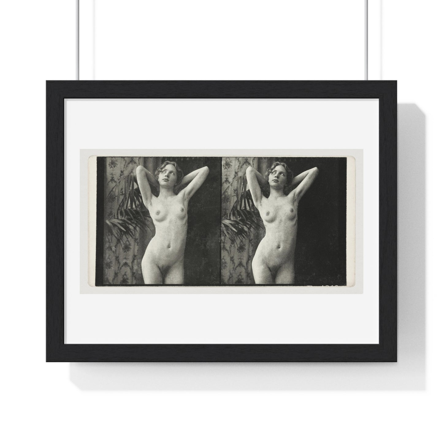 Portrait of a Naked Woman (1873–1910) Vintage Black & White Photography from the Original, Framed Art Print