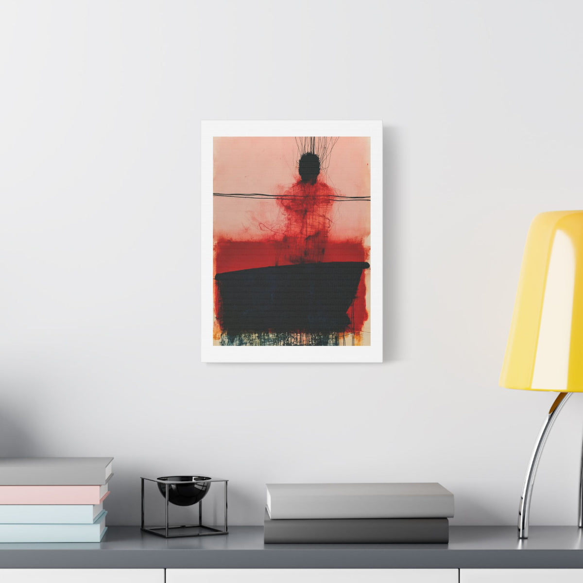 In a Boat, Neo-Surrealism, Art Print on Satin Canvas, Stretched