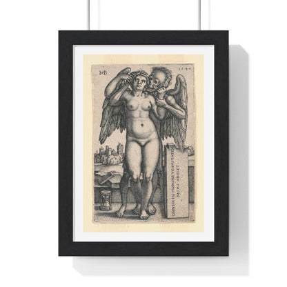 Death and the Standing Nude Woman (1547) by Sebald Beham, from the Original, Framed Art Print