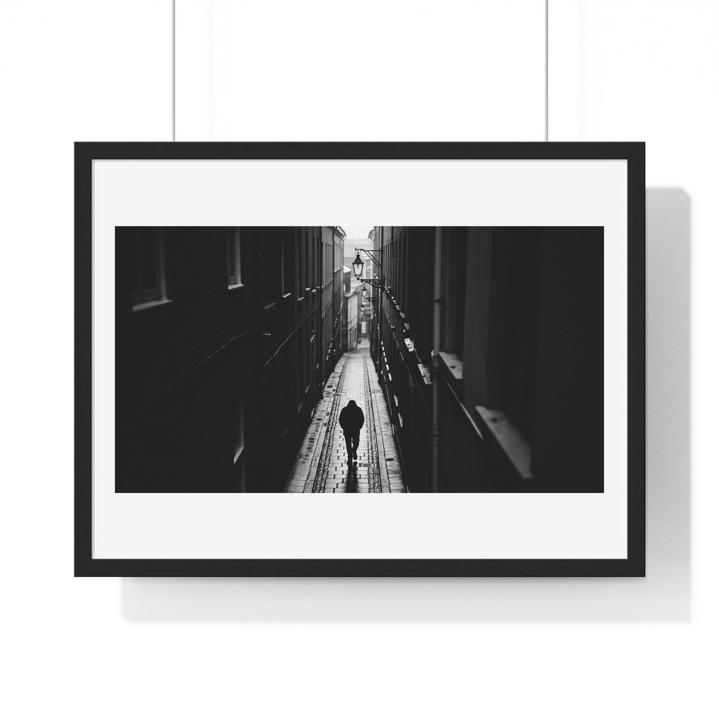 Black and White Photography, High-Contrast Cityscape II 'Designed by AI' Framed Print