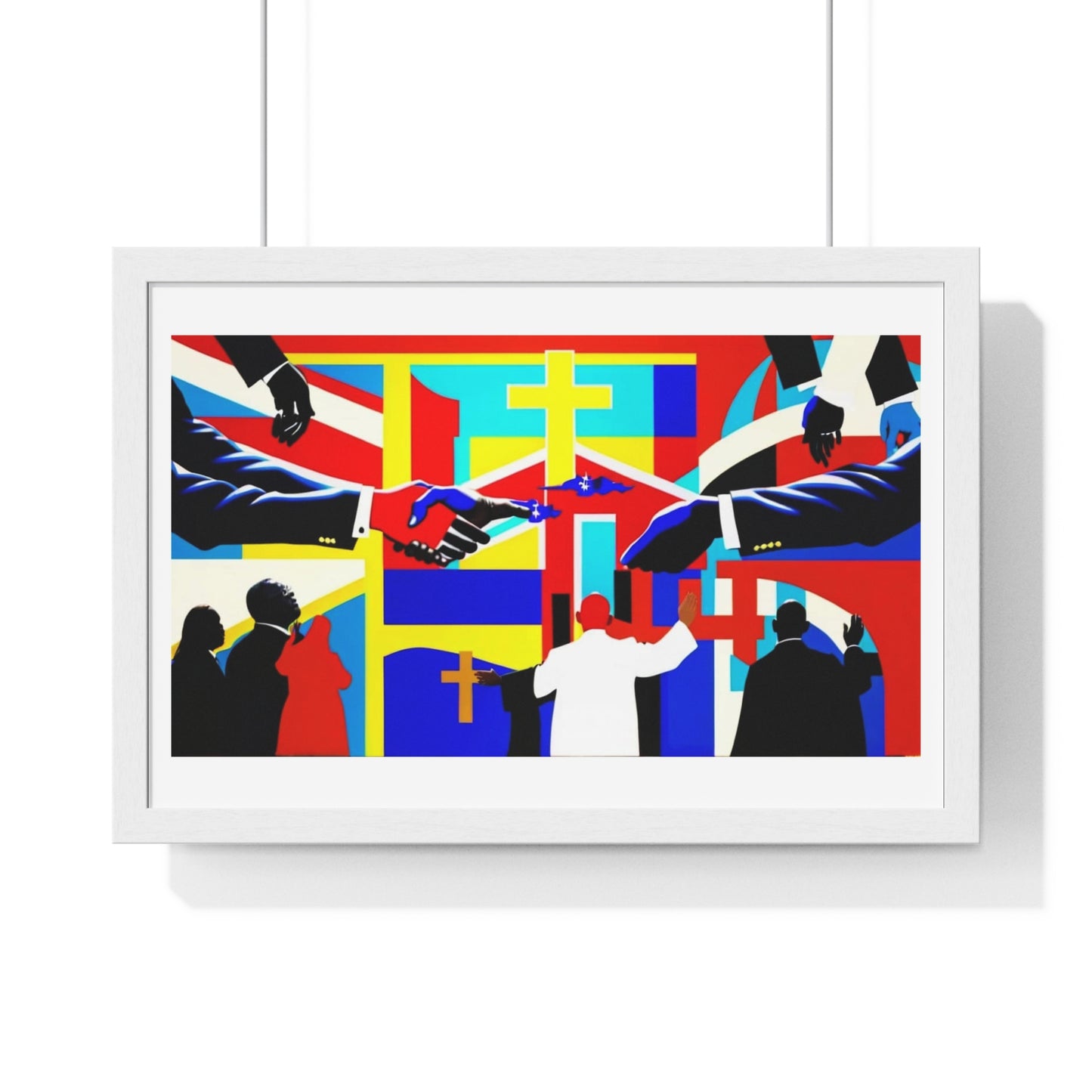 Emancipating Power: Politics and Religion Cartoon Art 'Designed by AI' Framed Art Print