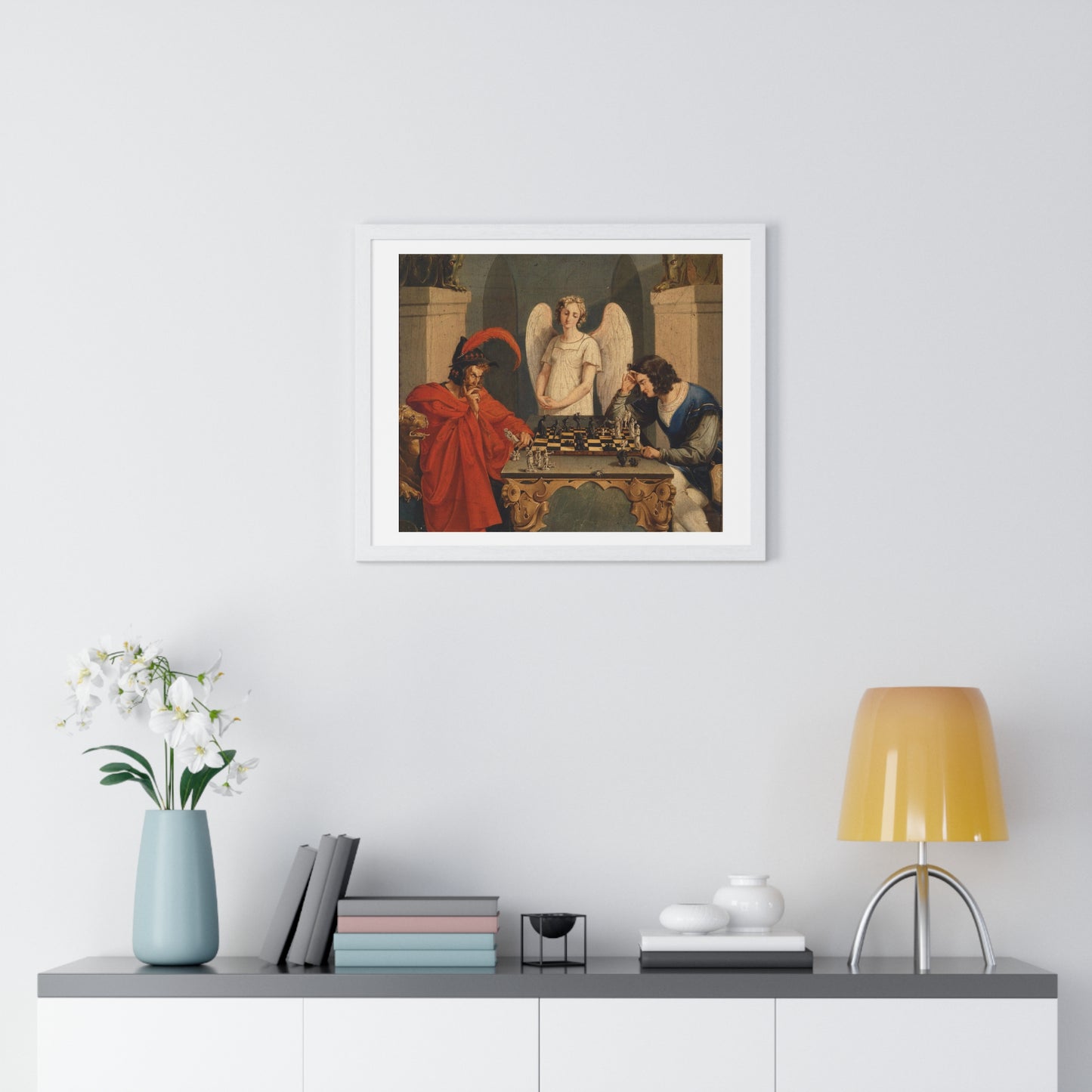 The Devil's Checkmate by Moritz Retzsch (1831) from the Original, Framed Art Print
