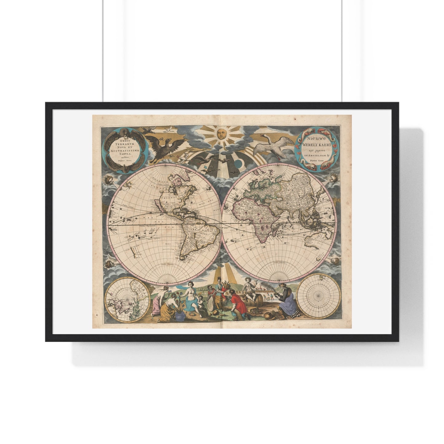 Antique Map 'Orbis Terrarum Nova et Accuratissima Tabula' (1658) from the Original, Framed Print