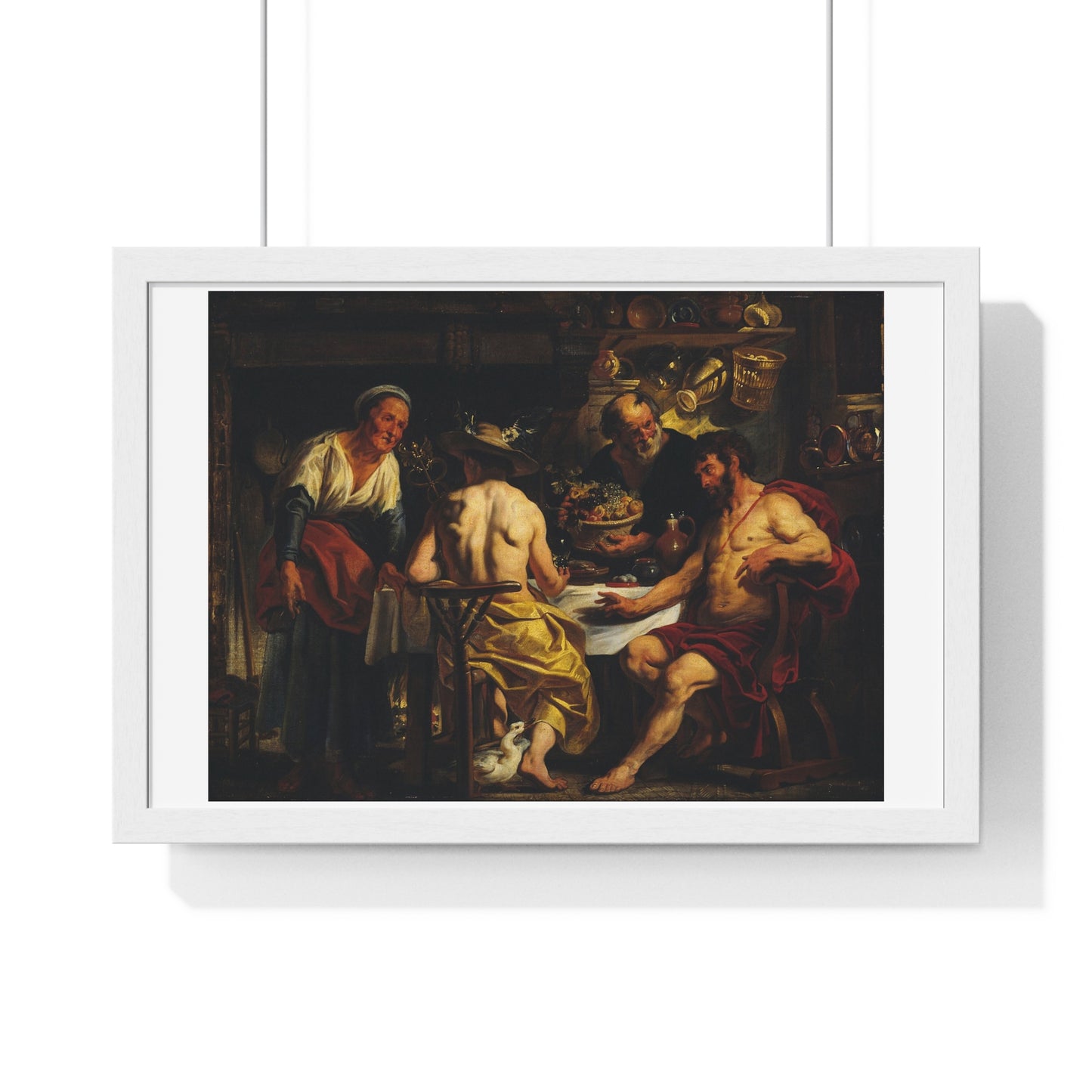 Jupiter and Mercury Visiting Philemon and Baucis (1645 - 1650) by Jacob Jordaens, from the Original, Framed Art Print