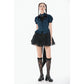 Dark in Love Gothic Academy-Striped Puff-Sleeve Blouse