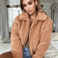 Vireous Camel Fleece Women's Bomber-Style Jacket