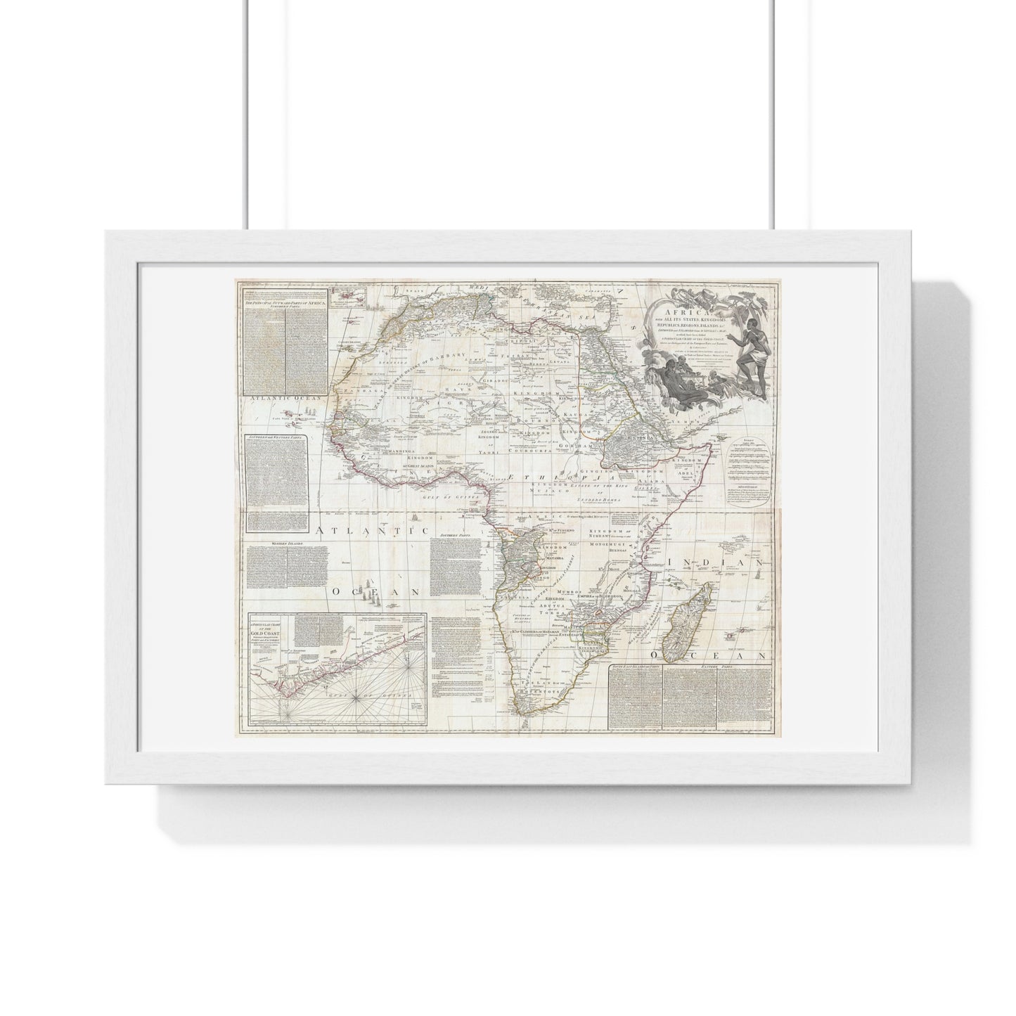 Historically Significant Map of Africa (1794) by Samuel Boulton, from the Original, Framed Print