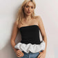 Contrast Colour Bandeau Slim-Fit Ruffled Women's Top