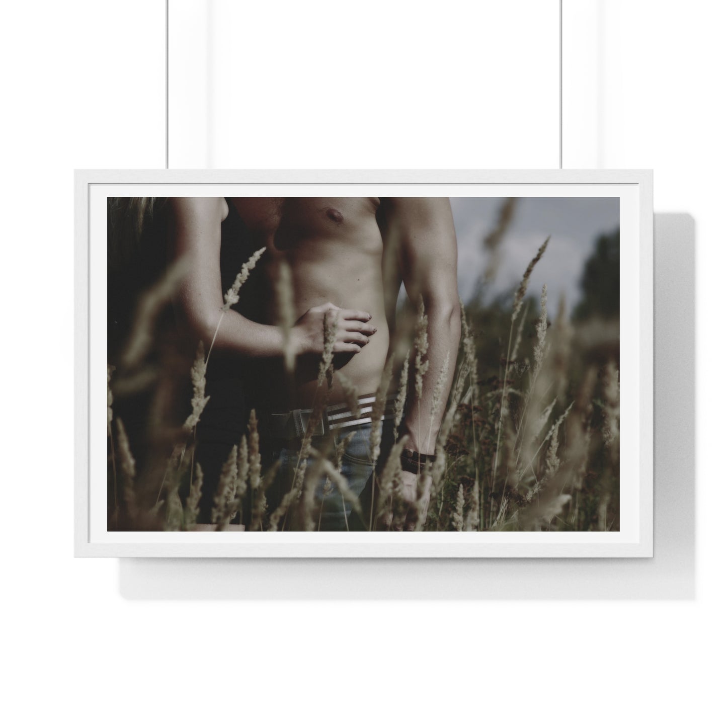 Shirtless Man with Woman, Photographer Unknown, from the Original, Framed Print