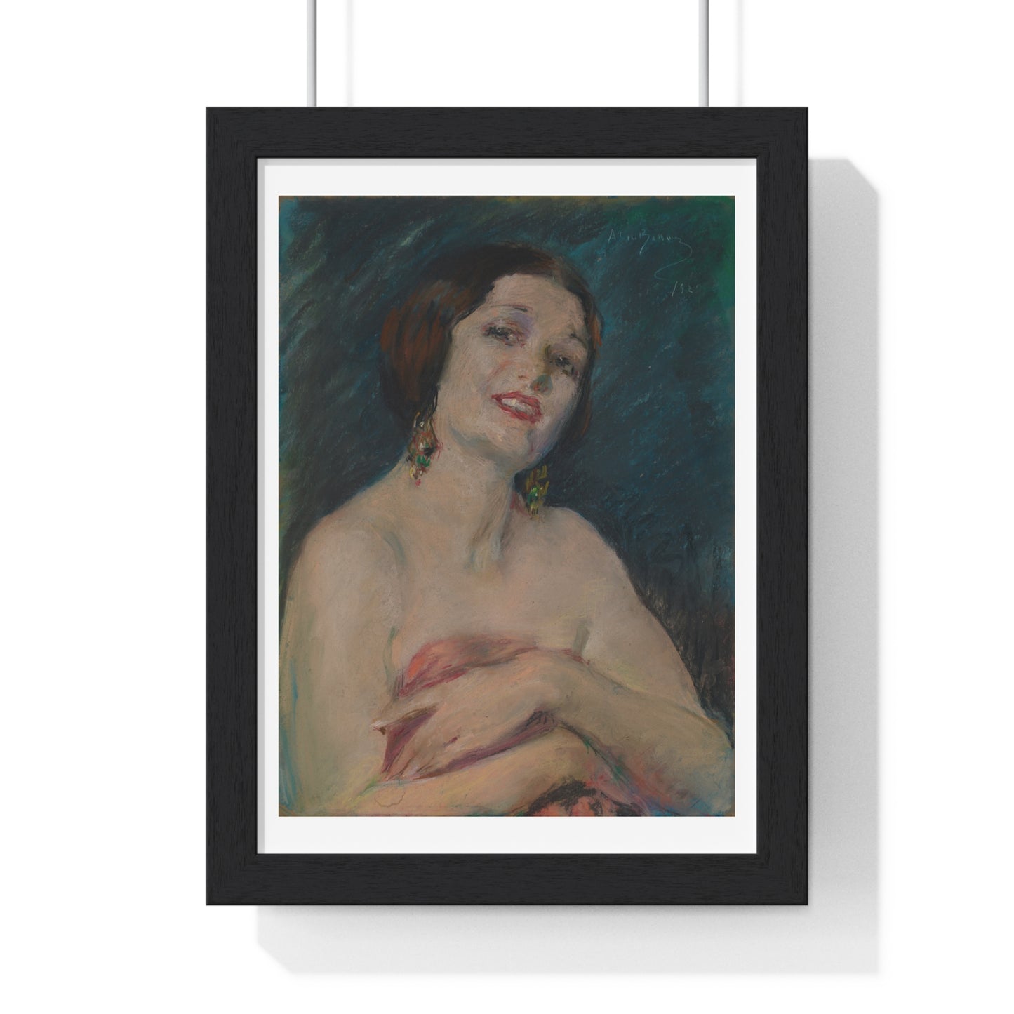 Model Holding Drapery (circa 1929) by Alice Pike Barney, from the Original, Framed Art Print