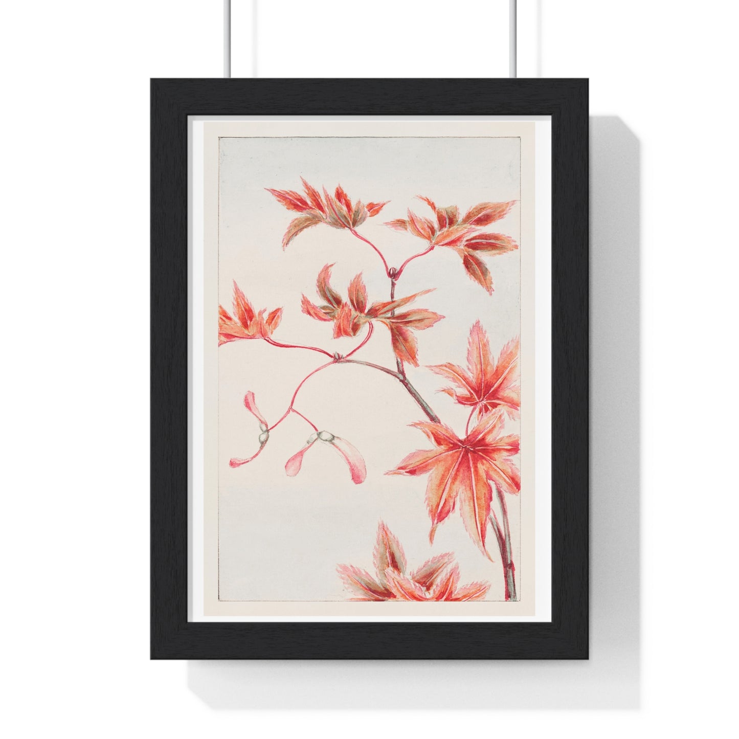 Branch of Maple Tree 'Momiji' with Leaves and Seeds (1870–1880) by Megata Morikaga, from the Original, Framed Art Print