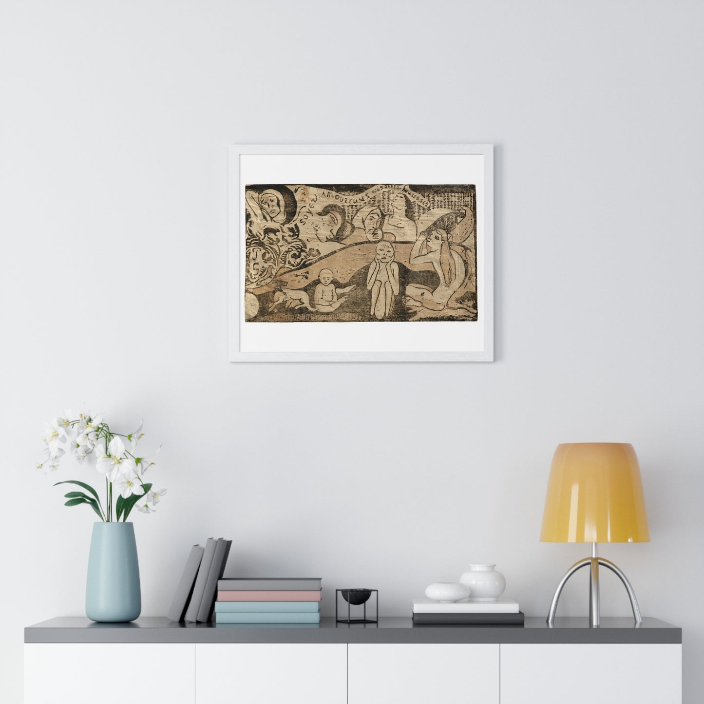 Soyez Amoureuses, Vous Serez Heureuses (Be Loving, and You Will be Happy), from the Suite of Late Wood-Block Prints by Paul Gauguin