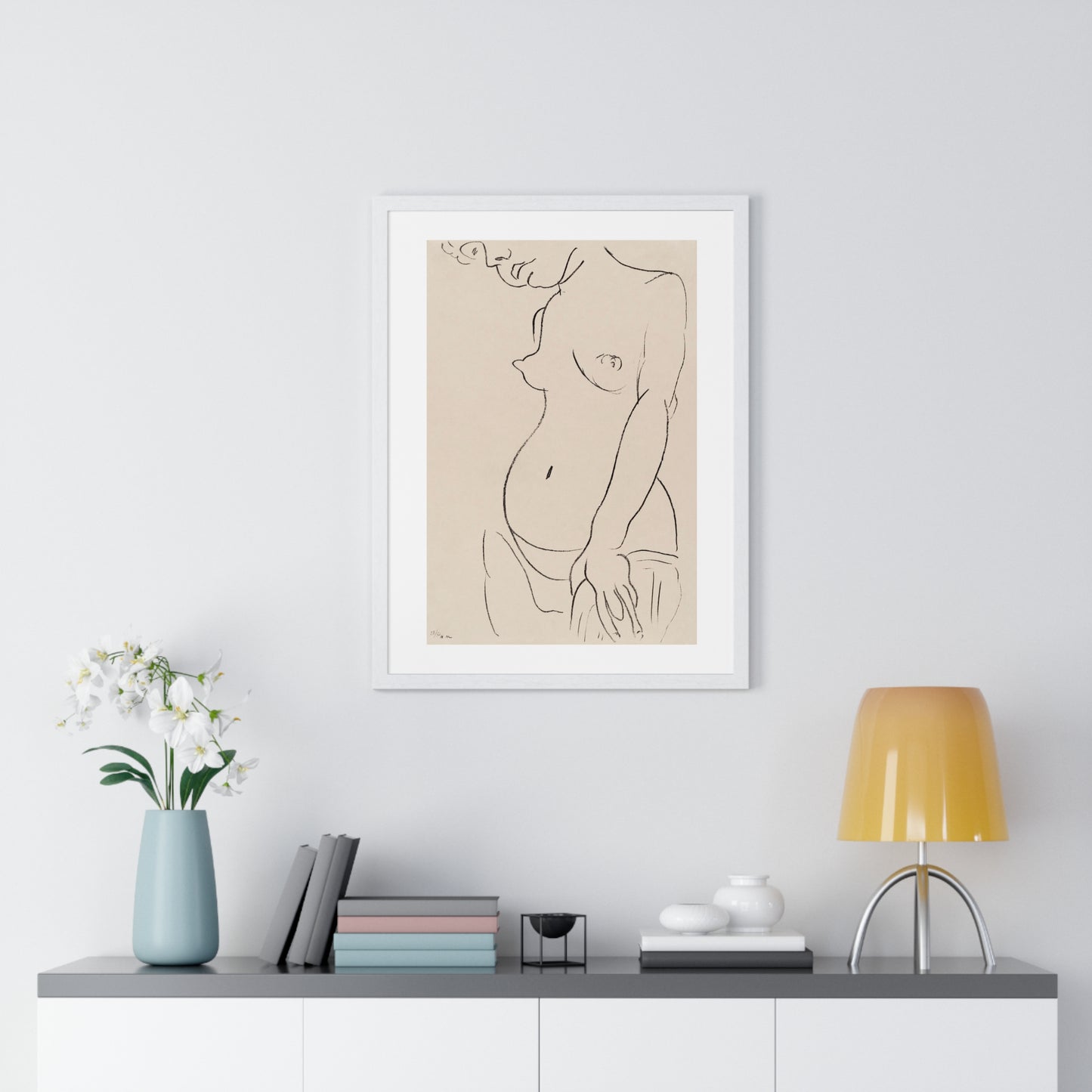 Nude Three Quarters, Part of Head Cropped (1913) by Henri Matisse from the Original, Framed Art Print
