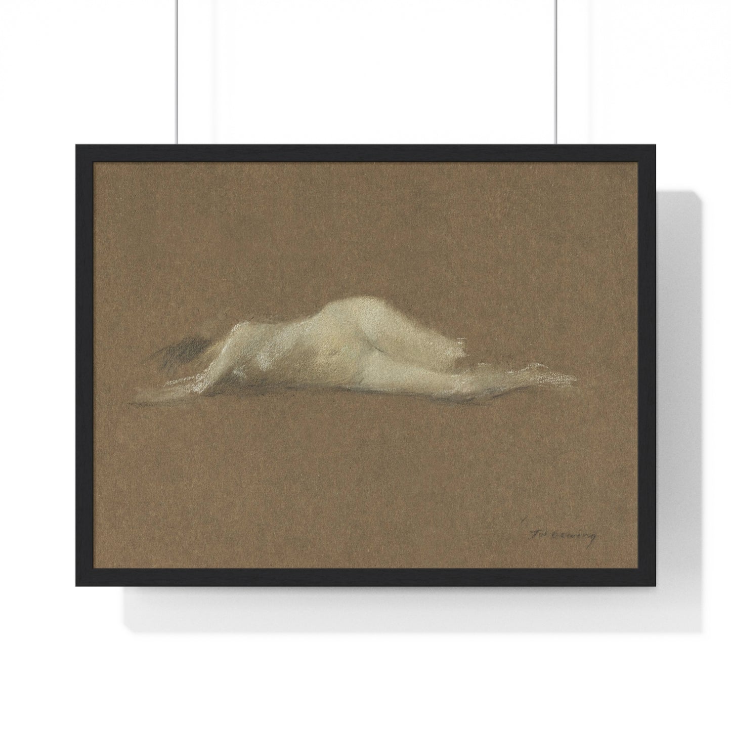 Nude Woman on Her Side by Thomas Wilmer Dewing from the Original, Framed Art Print