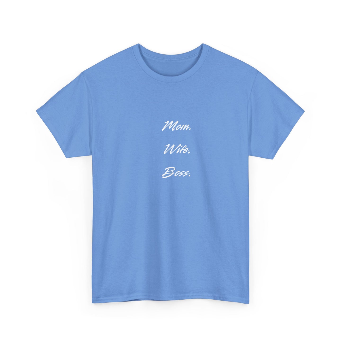 'Mom, Wife, Boss' Heavy Cotton T-Shirt Funny Mom Workout Mom Boss New Mum New Boss