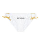 'Not a Dude' Women's White Printed Loop Tie Side Bikini Bottom