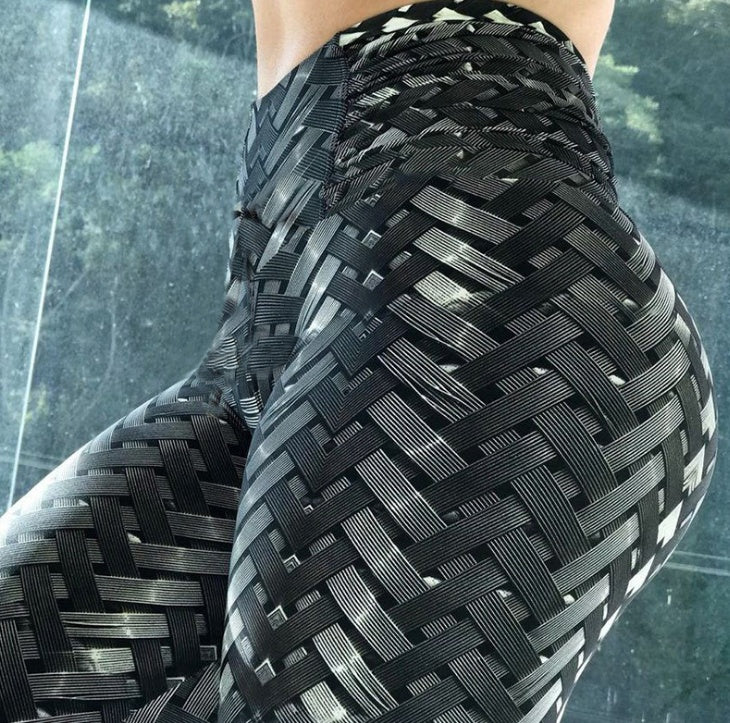 Barbarella Leggings, High Waist 'Iron Weave' Design Workout Pants