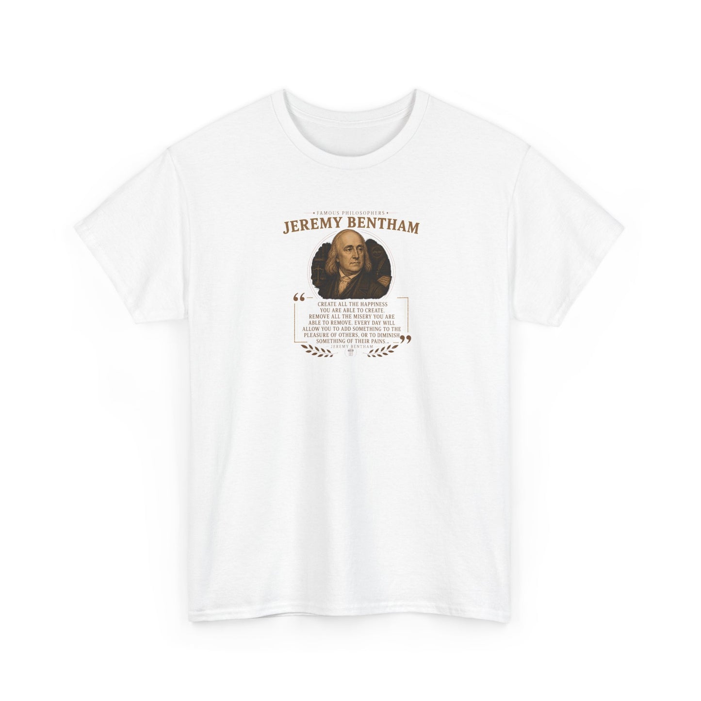 Jeremy Bentham on Utility and Happiness, Philosophy Tribute T-Shirt