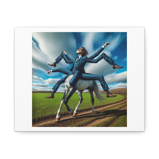 Corporate Minotaur Arriving in a Business Suit, Art Print 'Designed by AI' on Canvas