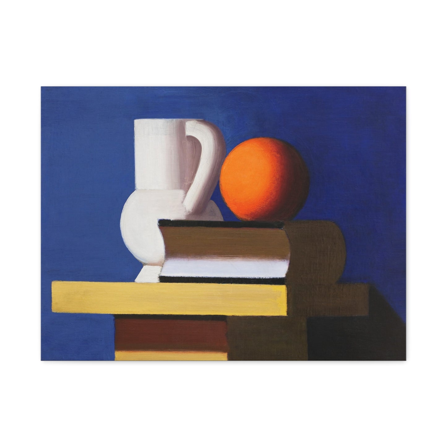 Arrangement with White Jug, Orange and Book (1932–1933) by Vilhelm Lundstrom Printed on Satin Canvas