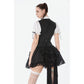 Dark in Love Court-Style Black and White Lace Blouse