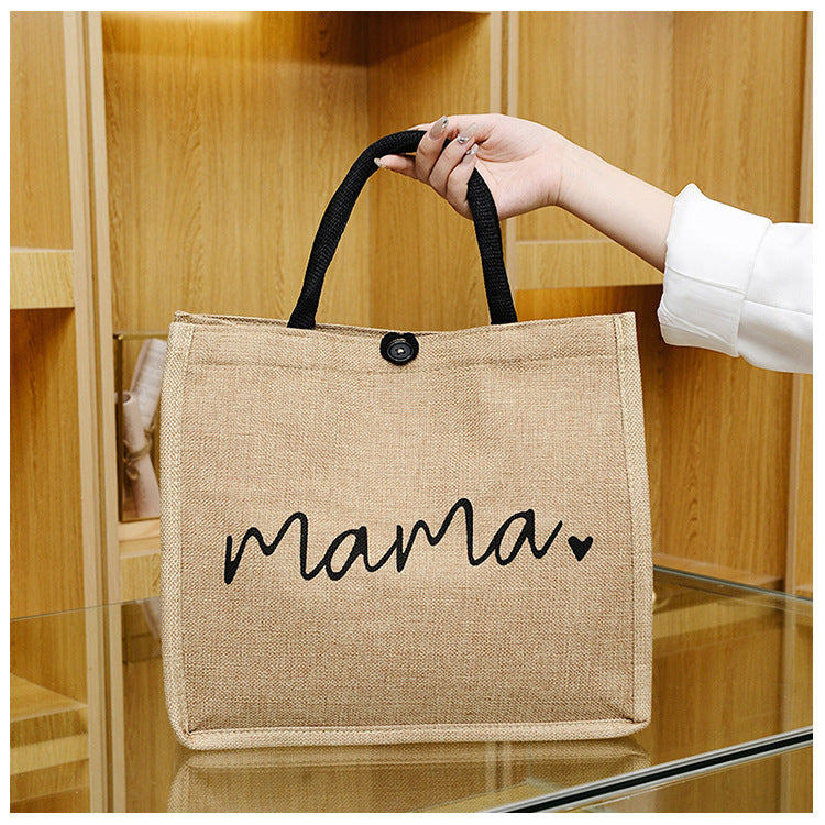 Women's 'Mama' Large Capacity Linen Shoulder Bag