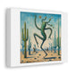 Conceptual Art of Skinny Dancing Cacti in the Style of Jimmy Lee Sudduth, 'Designed by AI' Art Print on Canvas