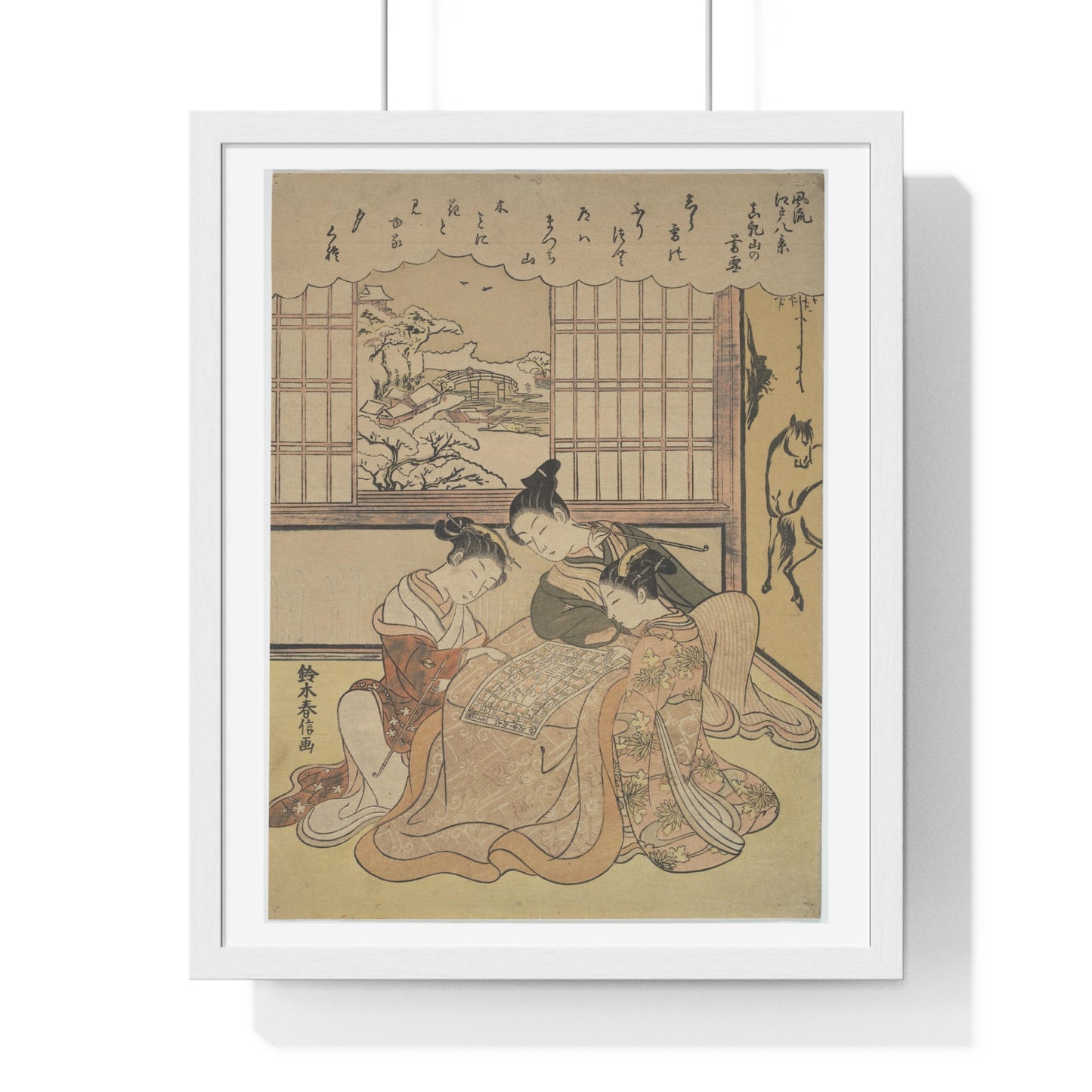 Evening Snow on Matsuchi Hill (1765-1770) from the series Eight Fashionable Views of Edo 'Furyu Edo Hakkei' by Suzuki Harunobu, from the Original, Framed Art Print