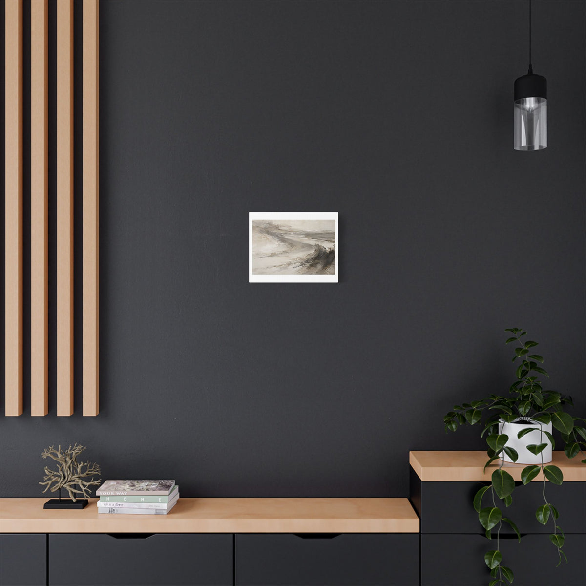 Tidal Memory in Stone and Smoke, Large Decor Art Print on Canvas