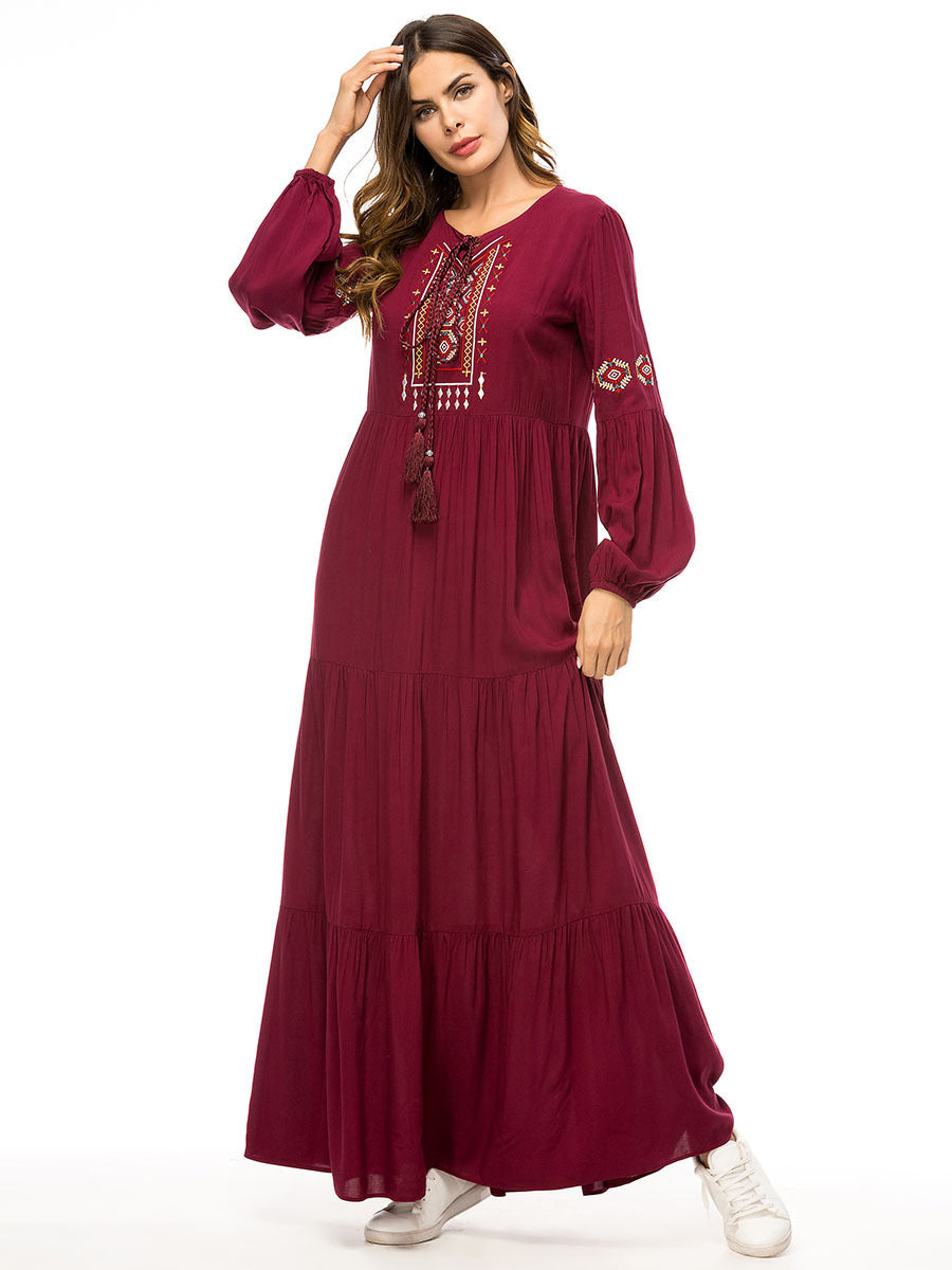 Vireous Embroidered Heritage Robe Long Dress