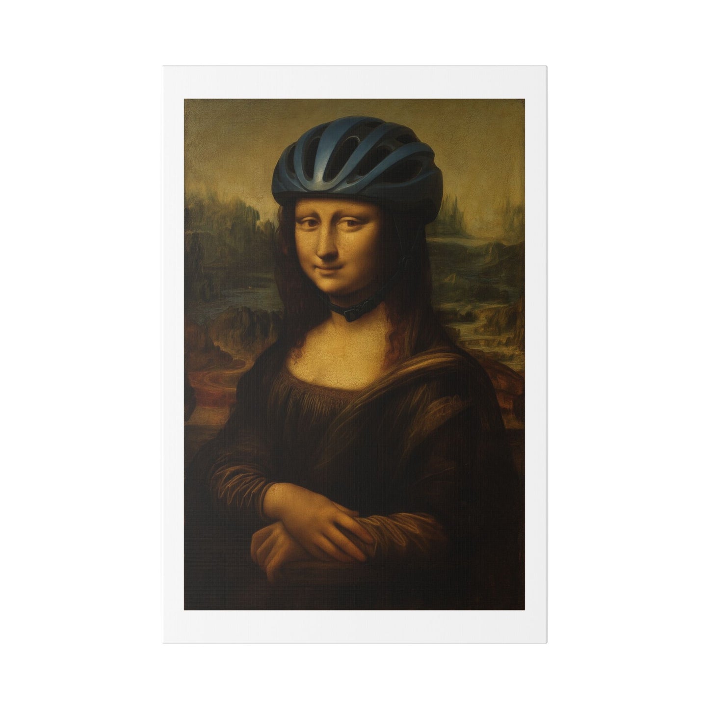 Biker Mona Lisa 'Created by AI' Canvas Art Print