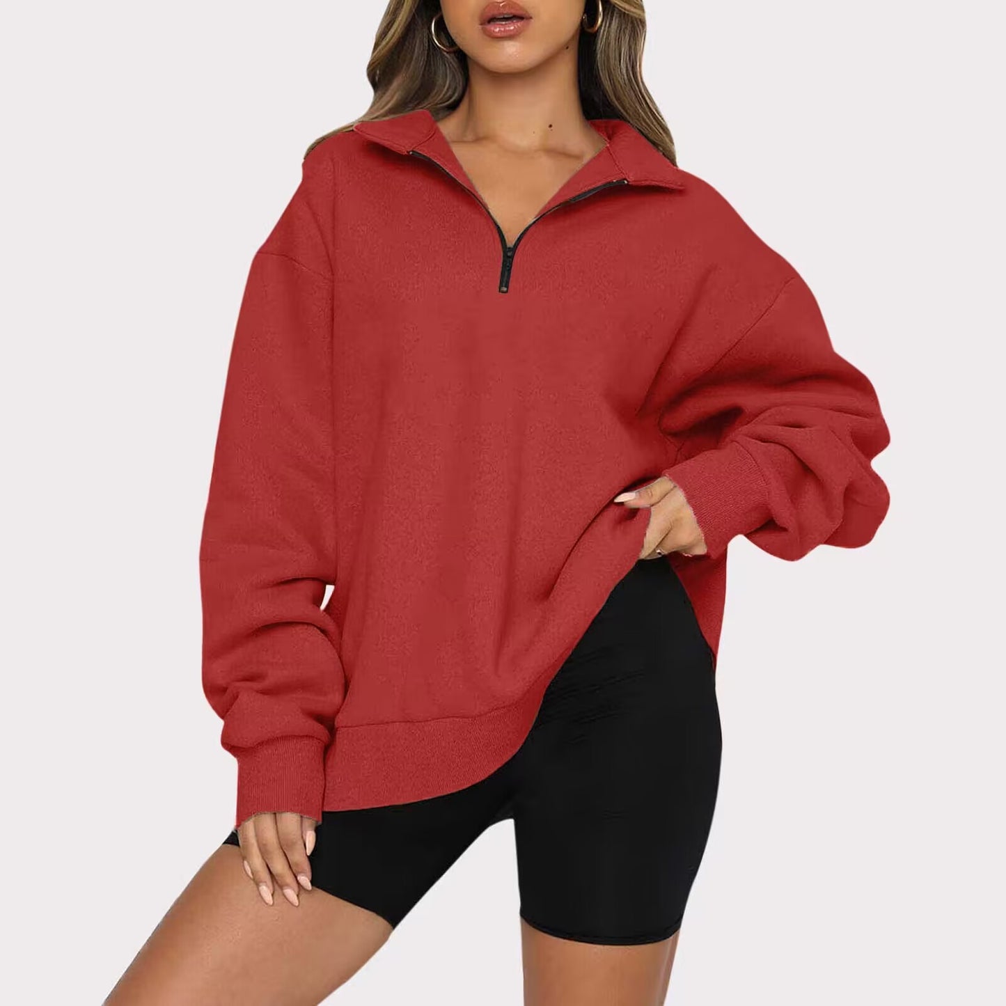 Vireous Turndown Collar Women's Sweatshirt Many Block Colours