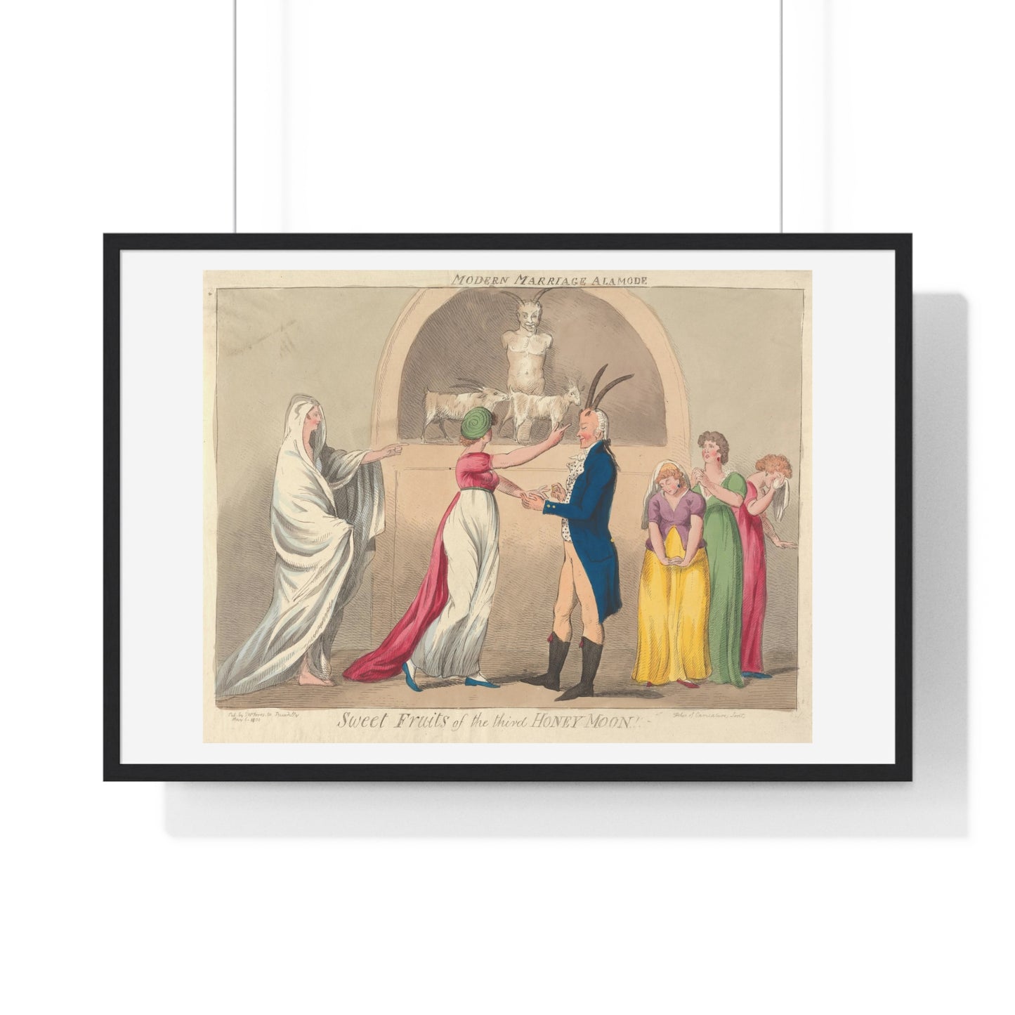 Modern Marriage a La Mode, Sweet Fruits of the Third Honey Moon (1796) from the Original, Framed Art Print