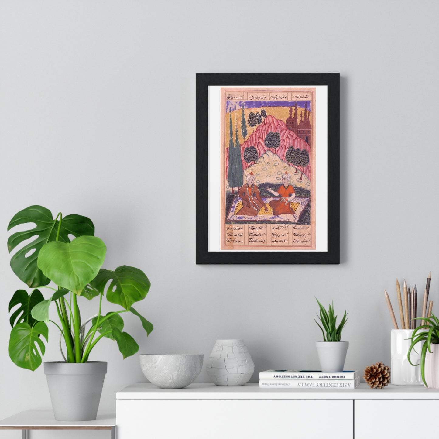 Persian 11th Century Art, Gorgin Leads Bizhan Astray, Folio from the Shahnama 'Book of Kings' Framed Print