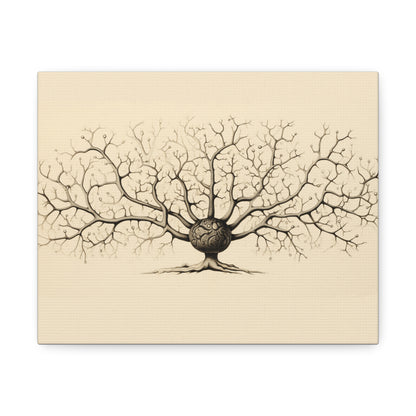 Brain Neurons Mirrored in the Beauty of Nature Art Print on Satin Canvas