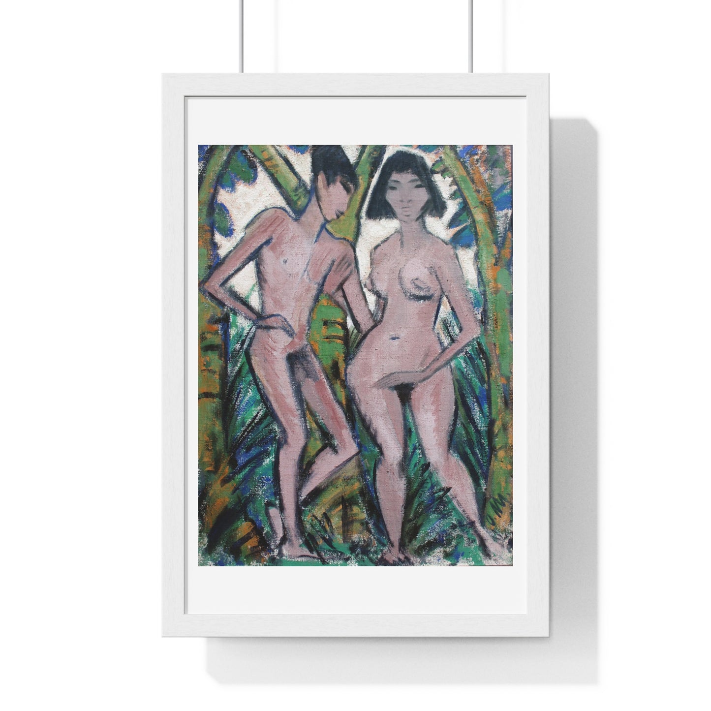 Adam and Eve (1913-1922) Modern Art Painting by Otto Mueller, from the Original, Framed Print