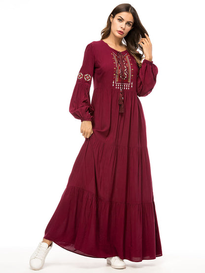 Vireous Embroidered Heritage Robe Long Dress