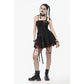 Dark in Love Nyssa Black and Red Strap Detail Goth Mini Dress