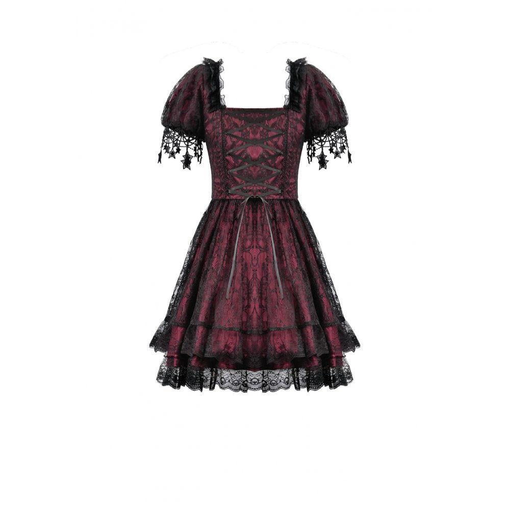 Dark in Love Red Black Lace Princess Dress