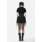 Dark in Love Draven Layered Mesh and Faux Leather Waist Cincher Skirt