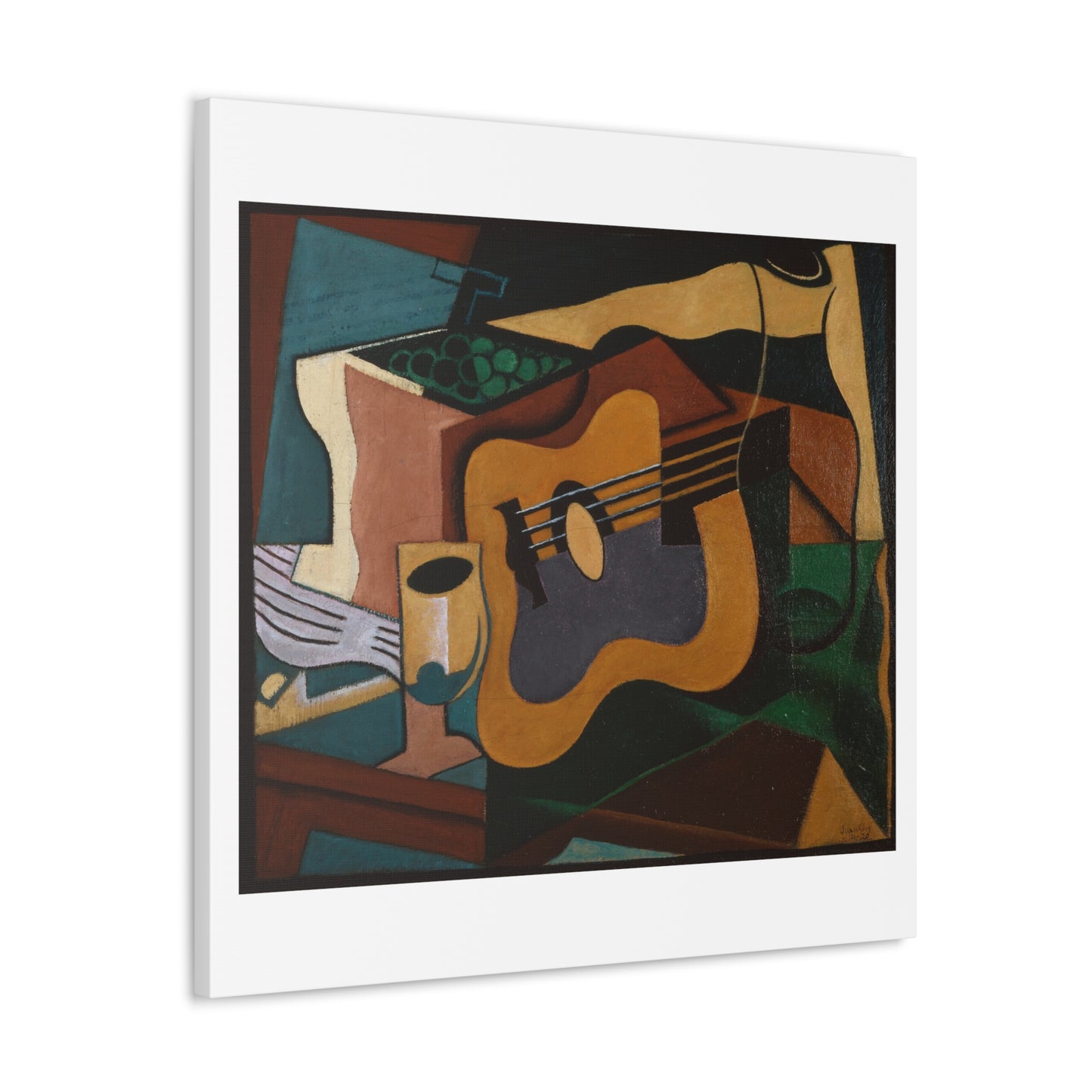 Still Life with Guitar (1920) by Juan Gris, Art Print from the Original on Satin Canvas