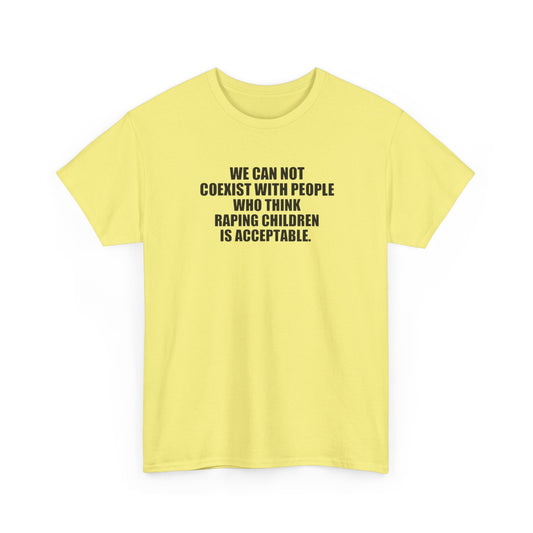 We Cannot Co-Exist with People Who Think Raping Children is Acceptable, Politics T-Shirt
