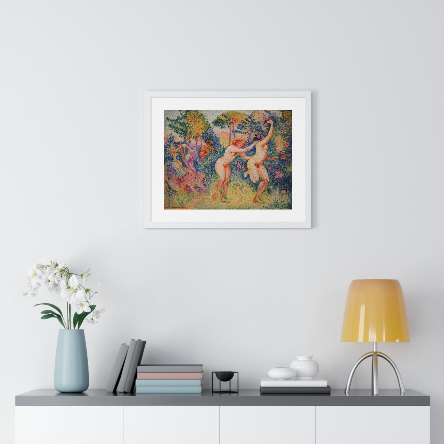 Giclée Print Depicting Two Running Nymphs (1906) by Henri-Edmond Cross from the Original, Framed Art Print